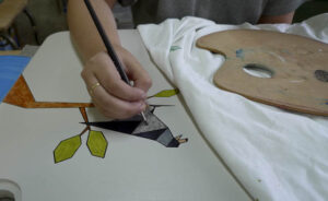 Décor peint style Origami - le corbeau en cours