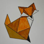 Décor peint style Origami - le renard
