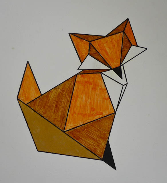 Décor peint style Origami - le renard