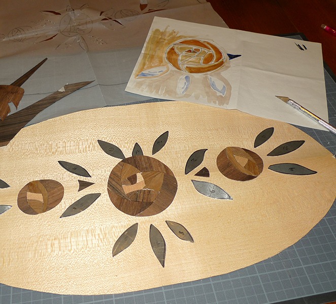 Projet de marquetterie, en cours