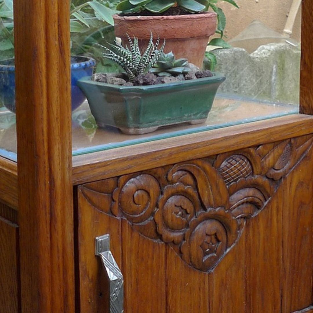 Chevet Art déco en chêne transformé en terrarium